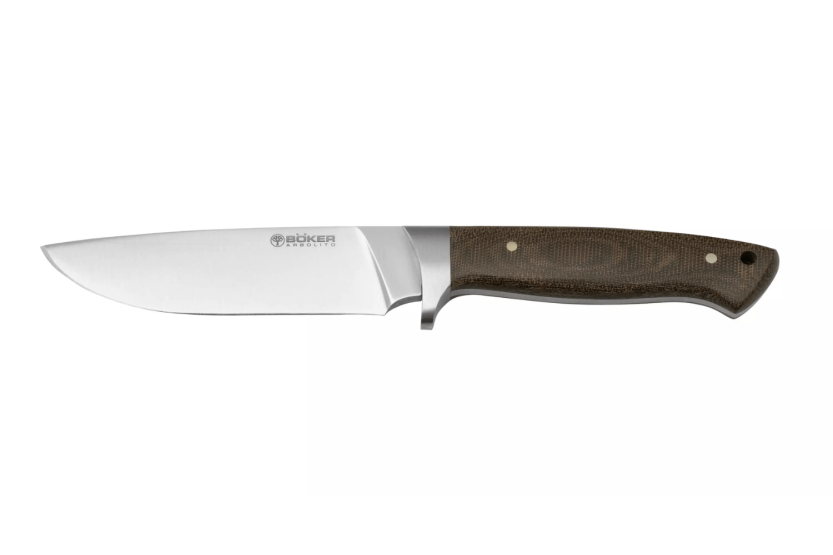 Böker Arbolito Hunter Knife 02BA351M 12 cm stålblad, grønt micartahåndtak + svart skinnhylse
