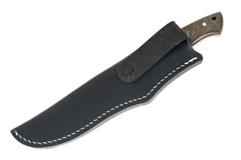Böker Arbolito Hunter Mes 02BA351M 12cm stalen lemmet groen micarta handvat + zwart lederen schede