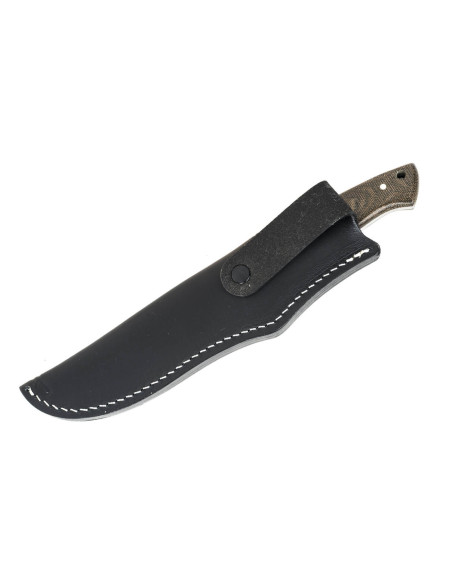 Böker Arbolito Hunter Knife 02BA351M 12 cm stålblad grønt micartahåndtag + sort læderskede