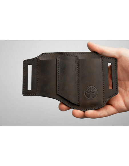 Böker Nubuck Ed-Three 09BO296 astuccio in pelle marrone 3 scomparti
