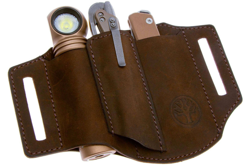 Böker Nubuck Ed-Three 09BO296 astuccio in pelle marrone 3 scomparti