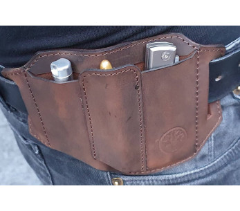 Böker Nubuck Ed-Three 09BO296 mala em pele castanha com 3 compartimentos 2
