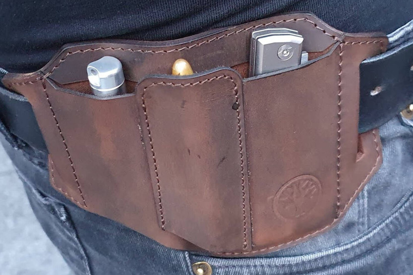 Böker Nubuck Ed-Three 09BO296 astuccio in pelle marrone 3 scomparti