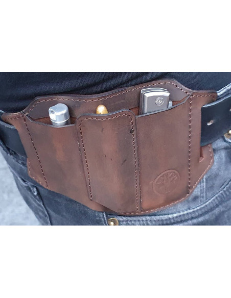 Böker Nubuck Ed-Three 09BO296 astuccio in pelle marrone 3 scomparti