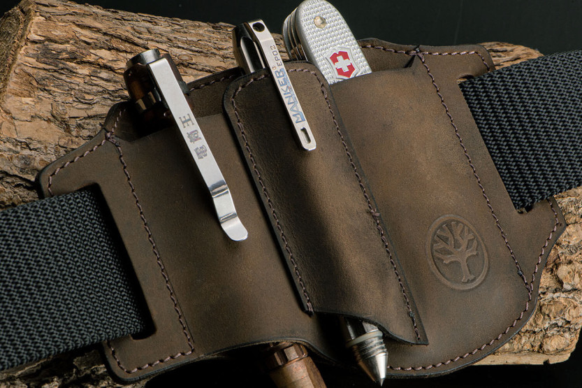 Böker Nubuck Ed-Three 09BO296 astuccio in pelle marrone 3 scomparti