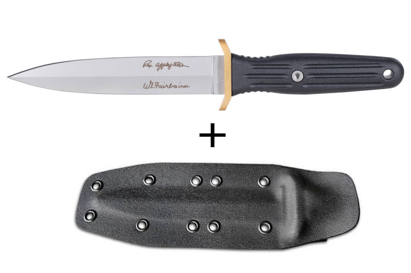Böker Applegate Fairbairn Combat II kniv 120543AF 15cm stålblad svart syntetiskt handtag + kydexslida