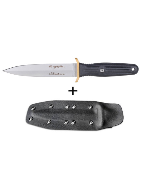 Böker Applegate Fairbairn Combat II-kniv 120543AF 15 cm stålblad svart syntetisk håndtak + kydex-skaft