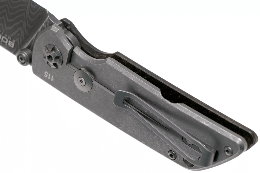 Böker M4 Sherman damasco coltello pieghevole 7,7 cm manico in micarta nero