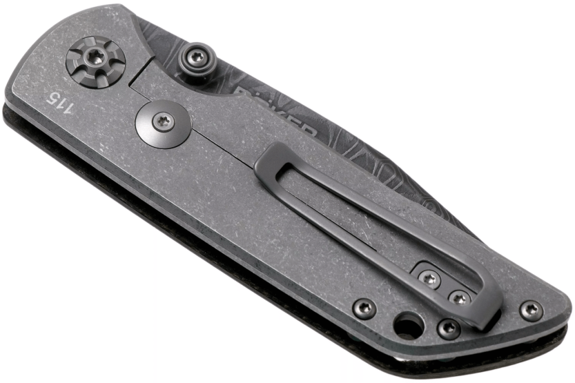 Böker M4 Sherman taittoveitsi damascus terä 7.7cm musta micarta kahva