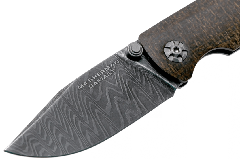 Klappmesser Böker M4 Sherman Damastklinge 7,7cm Griff aus schwarzem Micarta