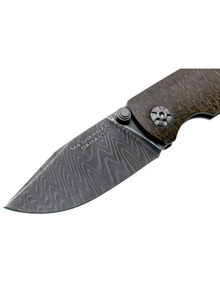 Böker M4 Sherman damasco coltello pieghevole 7,7 cm manico in micarta nero