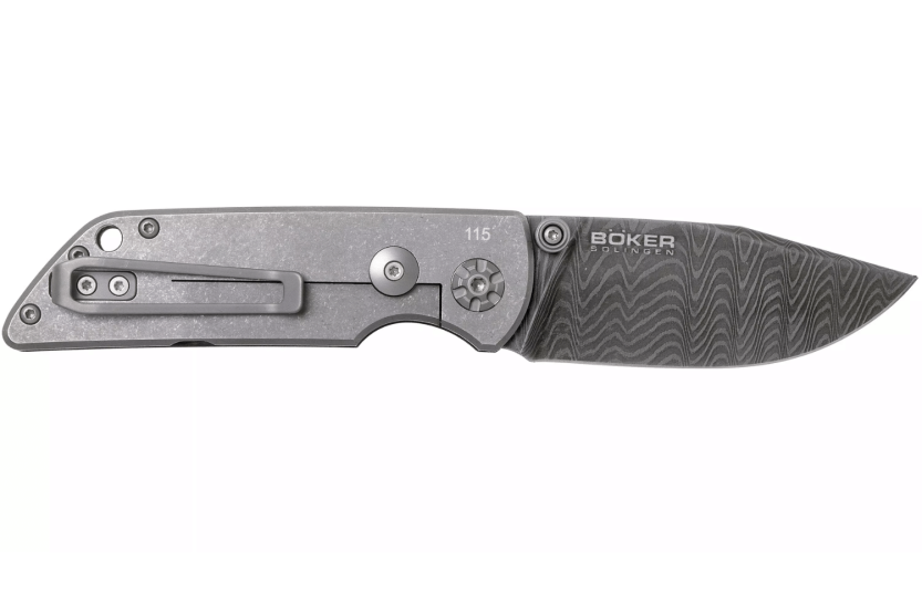 Navaja Böker M4 Sherman damasco 7.7 cm mango micarta negra