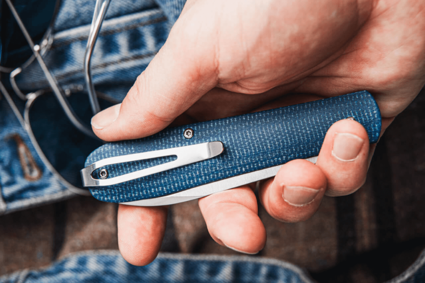 Böker Coffin Denim folding knife 112944 blue micarta handle 10.7cm