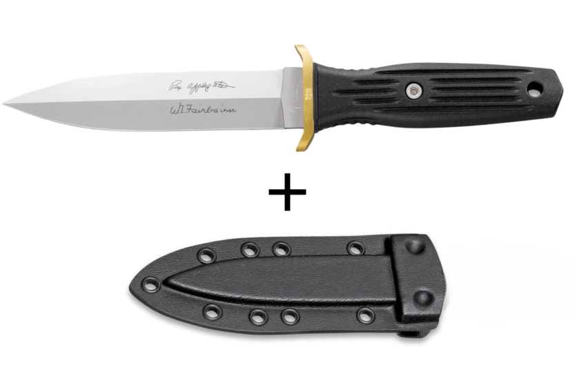 Böker Applegate Fairbairn Boot Messer Klinge 12,3cm Griff aus schwarzem Synthetik + Kydex-Etui