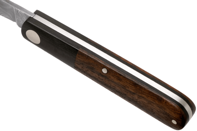 Böker Barlow Prime Tirpitz Damaskus foldekniv 117942DAM sort micarta og valnøtt håndtak 8,4 cm + filtslire