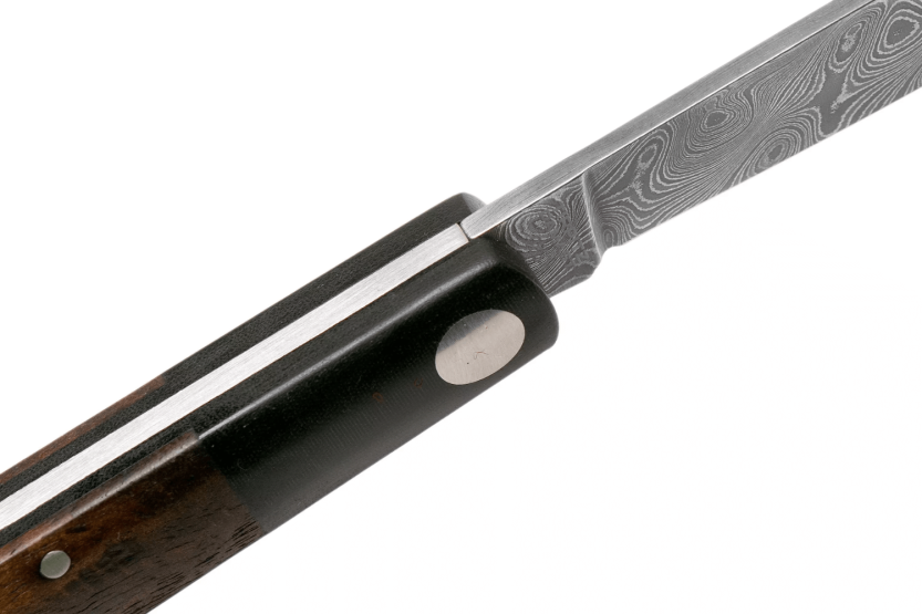Coltello pieghevole Böker Barlow Prime Tirpitz Damascus 117942DAM manico in micarta nera e noce 8,4 cm + fodero in feltro