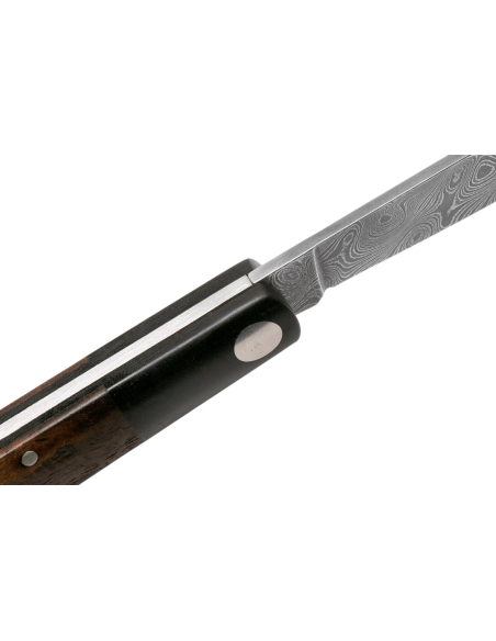 Böker Barlow Prime Tirpitz Damaskus foldekniv 117942DAM sort micarta og valnøtt håndtak 8,4 cm + filtslire