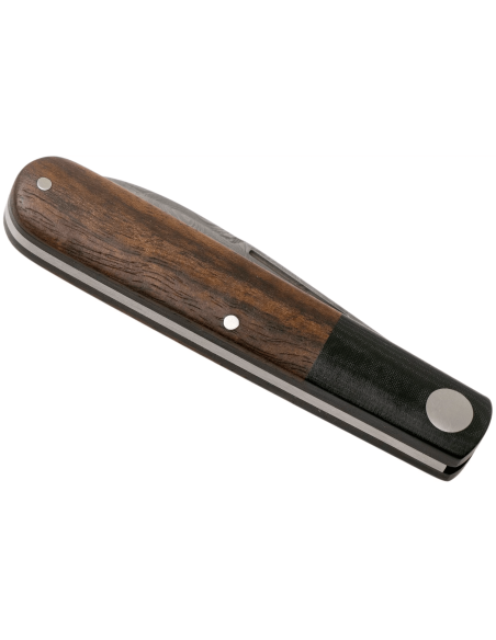 Klappmesser Böker Barlow Prime Tirpitz Damast 117942DAM Griff Micarta schwarz und Walnuss 8,4cm + Filzetui