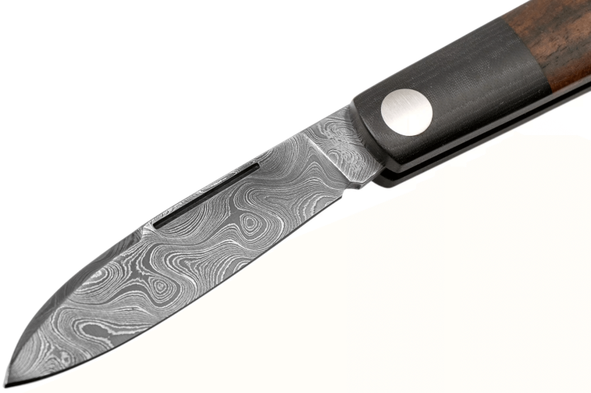 Canivete Böker Barlow Prime Tirpitz Damascus 117942DAM cabo em micarta preta e nogueira 8,4cm + bainha em feltro