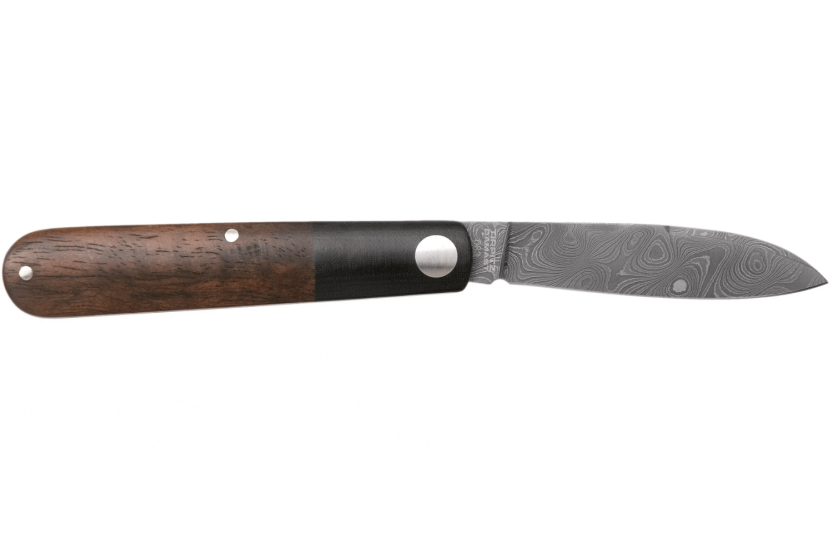 Böker Barlow Prime Tirpitz Damascus taittoveitsi 117942DAM musta micarta ja pähkinä kahva 8.4cm + huopatuppi