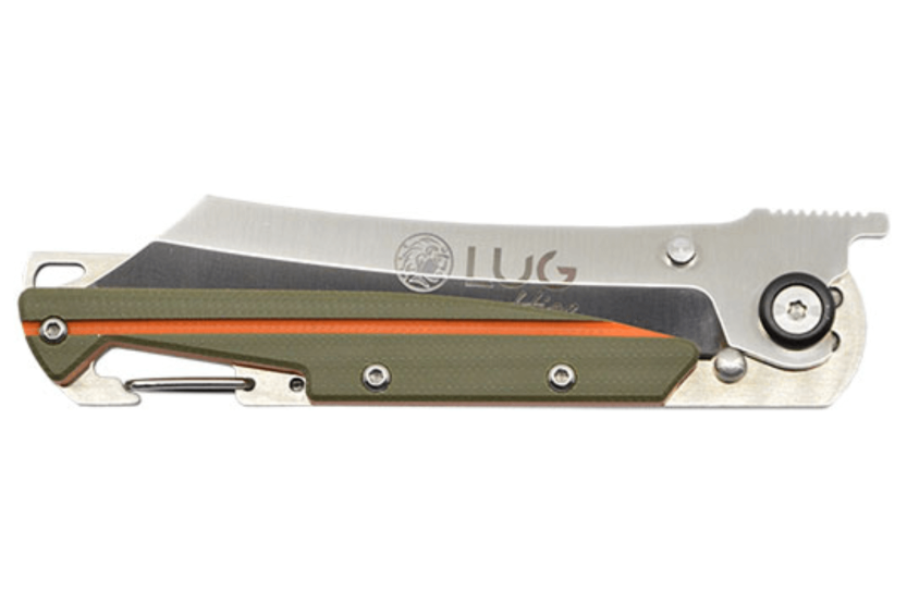 LUG Higo LUSP3SHOK folding knife khaki and orange G10 steel handle 11cm