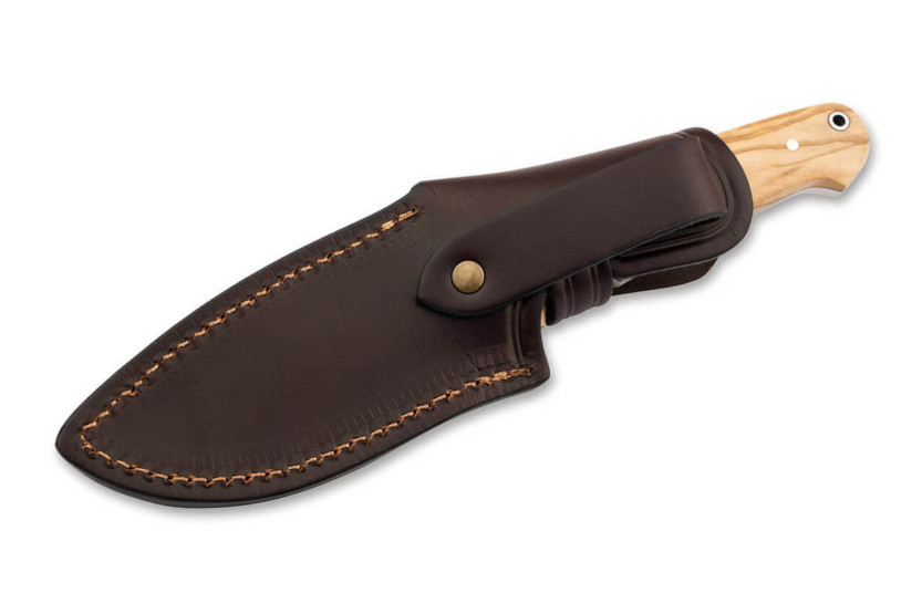 Böker Arbolito Vultur Messer 02BA415 Stahlklinge 9,8cm Olivenholzgriff + Lederetui