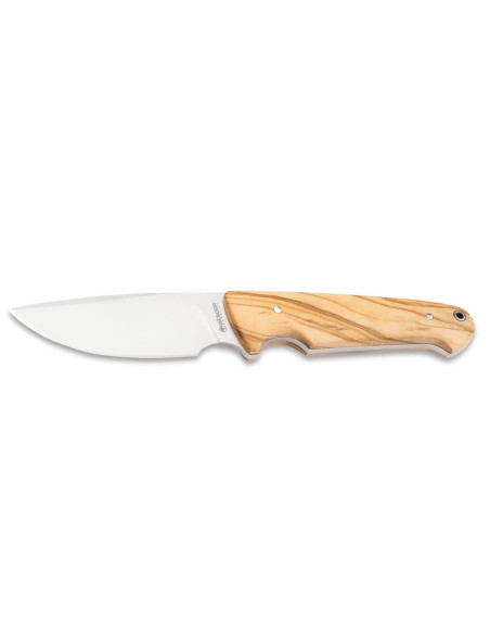 Böker Arbolito Vultur 02BA415 kniv 9,8 cm stålblad oliventræhåndtag + læderskede