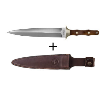 Böker Arbolito Colmillo Guayacan 02BA918G kniv 25cm stålblad Guayacan trähandtag + läderslida