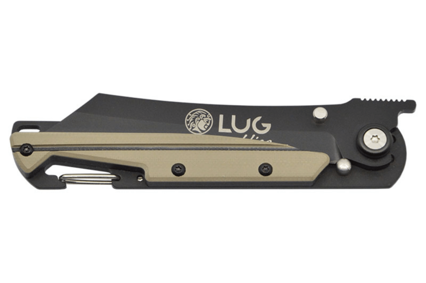 Faca dobrável LUG Higo Titanium LUSP3THBD aço e G10 deserto e cabo preto 11cm