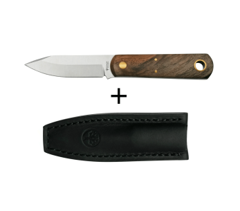 Böker Barlow BFF 120506 veitsi 7cm terä terästä pähkinäkahva + nahkatuppi