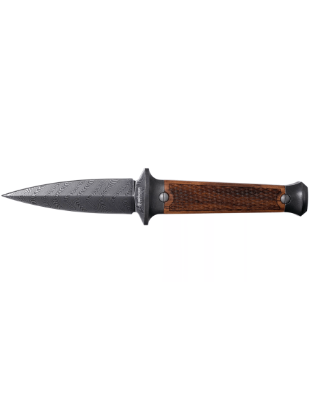 Cuchillo Damasco Böker P08 121515DAM 8.2cm hoja Damasco con mango de madera + funda de cuero