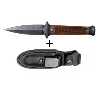Böker P08 Damaskusveitsi 121515DAM 8.2cm Damaskusterä puukahva + nahkatuppi
