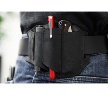 Böker Nubuck Ed-Three 09BO295 estuche de piel negro 3 compartimentos 2