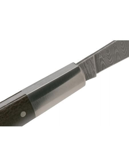 Böker Barlow M4 Sherman Damascus folding knife 110038DAM brown micarta and stainless steel handle 8.8cm + felt sheath
