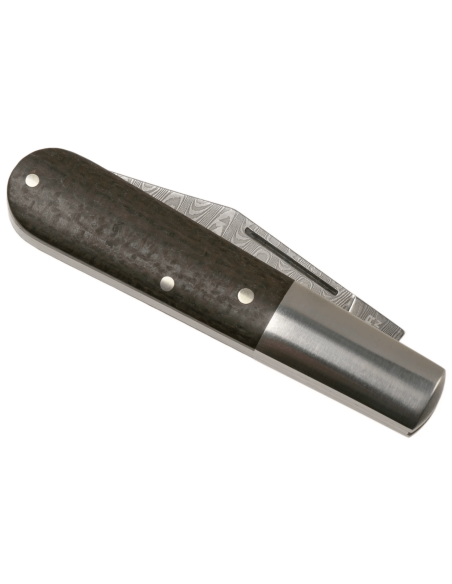 Faca dobrável Böker Barlow M4 Sherman Damascus 110038DAM cabo em micarta castanha e aço inoxidável 8,8cm + bainha em feltro