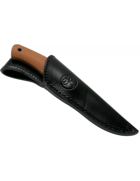 Böker Boxer Fixed Knife 120503 8,4 cm stålblad brunt micartahåndtak + skinnslire