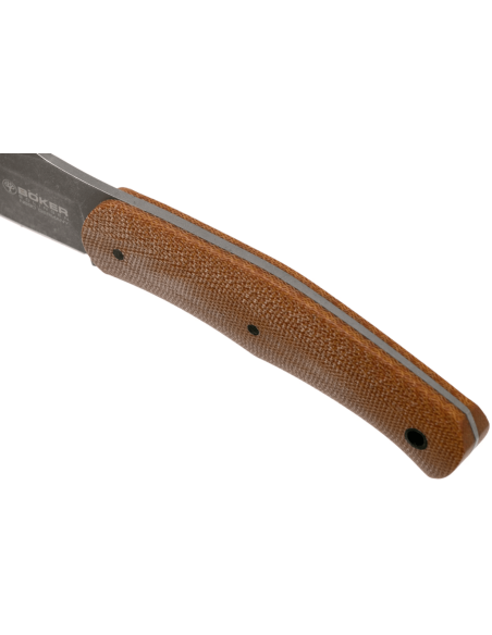 Böker Boxer Fixed Knife 120503 8,4 cm stålblad brunt micartahåndtag + læderskede