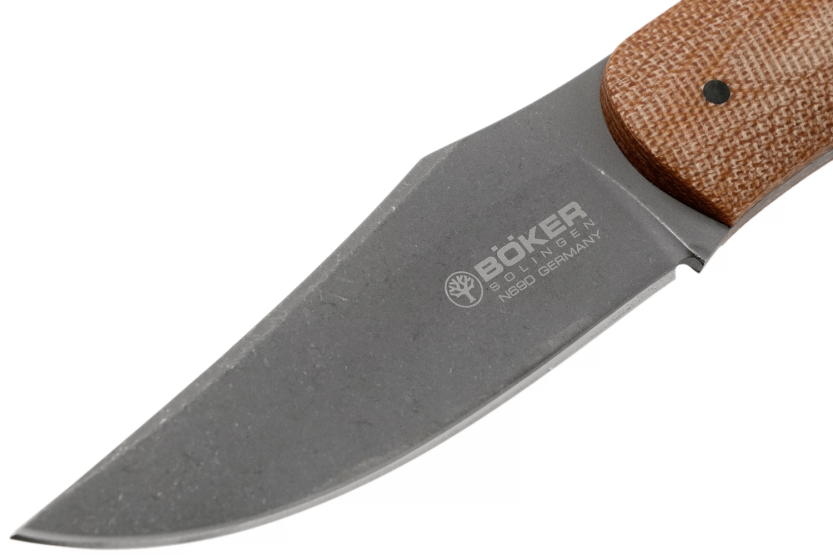 Böker Boxer Fixed Knife 120503 8,4cm terä terästä ruskea micarta kahva + nahkatuppi