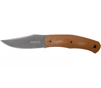 Böker Boxer Fixed Knife 120503 8,4cm terä terästä ruskea micarta kahva + nahkatuppi
