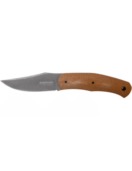 Böker Boxer Fixed Knife 120503 8,4cm stålblad brunt micarta handtag + läderslida