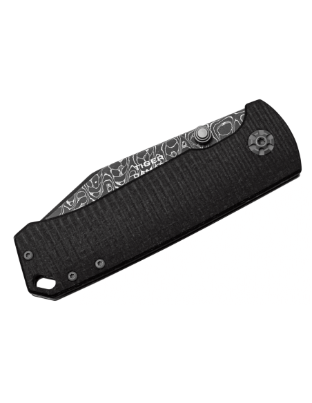 Böker Tiger Damascus vouwmes 111103DAM zwart micarta handvat 11,5cm