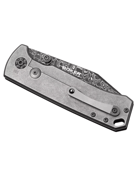 Böker Tiger Damascus vouwmes 111103DAM zwart micarta handvat 11,5cm