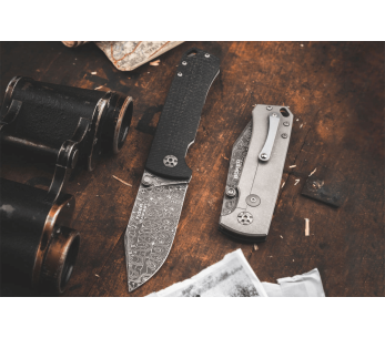 Cuchillo plegable Böker Tiger Damascus 111103DAM mango de micarta negra 11.5cm 2