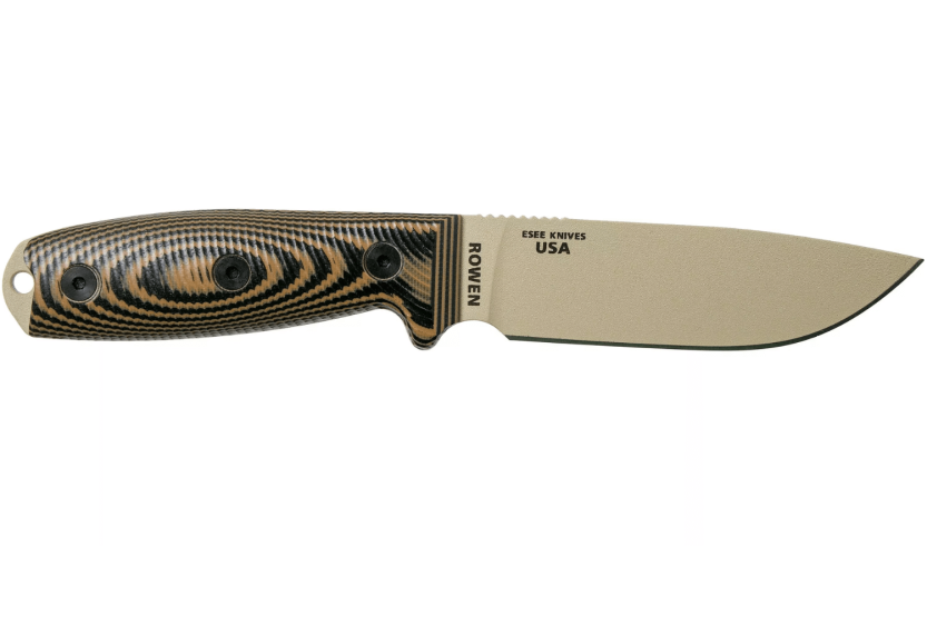 Esee 4 4PDT-005 kniv 11,6 cm carbonblad G10 coyote/sort håndtag + skede