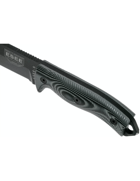Esee 5-kniv 5PB-002 13,2 cm karbonblad G10 grå/svart håndtak + etui
