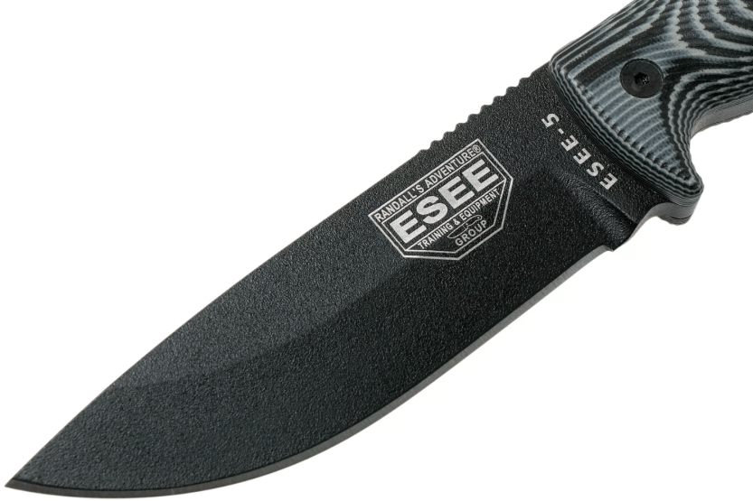 Faca Esee 5 5PB-002 Lâmina de carbono de 13,2 cm Cabo G10 cinzento/preto + bainha