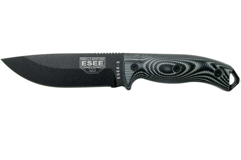 Esee 5-kniv 5PB-002 13,2 cm karbonblad G10 grå/svart håndtak + etui