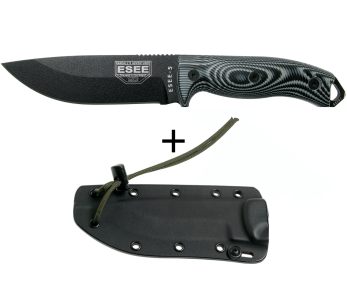 Faca Esee 5 5PB-002 Lâmina de carbono de 13,2 cm Cabo G10 cinzento/preto + bainha