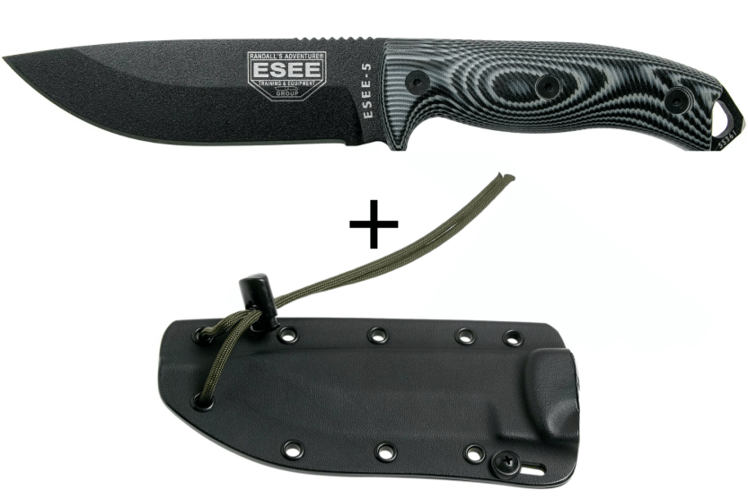 Esee 5 veitsi 5PB-002 13.2cm hiiliterä G10 harmaa/musta kahva + kotelo