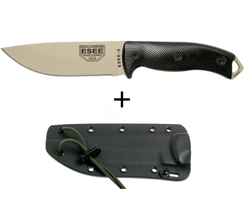 Messer Esee 5 5PDT-004 Karbonklinge 13,2cm Griff G10 schwarz/rot + Etui